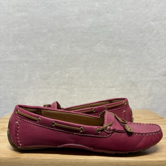 Clarks Dunbar Racer Driving Loafers Moccasin Slip On Shoes Fuchsia Pink Size 8.5 - Picture 8 of 13
